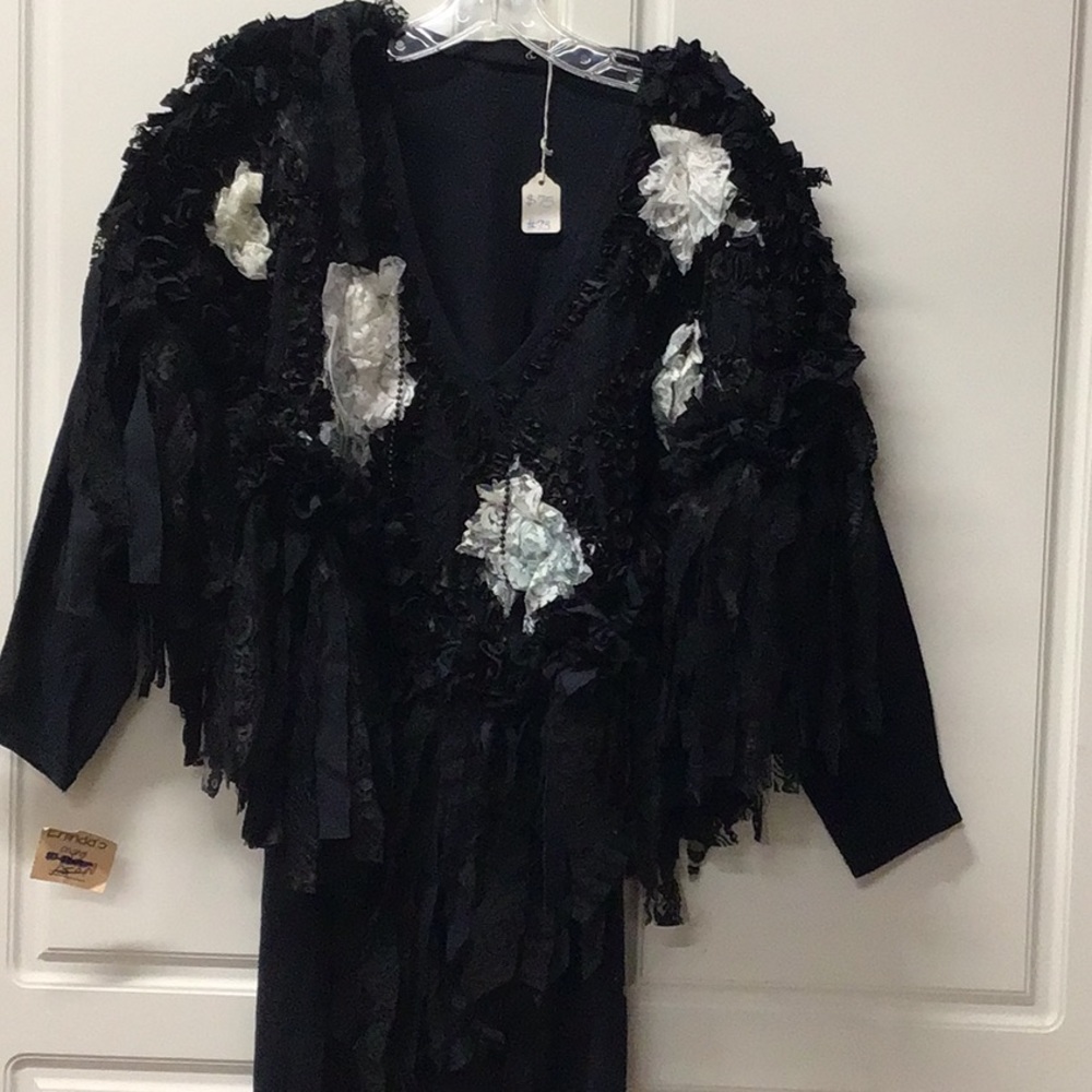 Vintage 80s Maxi Dress Handcrafted w/ Ribbons, Flowers & Bows – Rare Find!